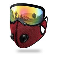 Comfortable Cycling Face Mask with Goggles Dust Proof Washable Reusable Windproof Mask for Outdoor Sports Riding Commute A6 brown