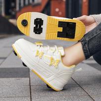 Eight-Wheel Invisible Runaway Shoes Children'S Sports Roller Skates Girls Four-Wheel Shrink Skates Girls Flying Shoes 31 white