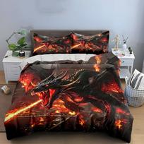 Fantasy Fierce Dragon Print Duvet Cover Set,King Queen Style Bedding,Bedroom Guest Room,1 Duvet Cover+2 Pillowcases (as the picture,AS Queen 210X210cm&set)