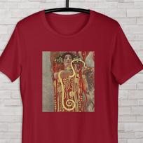 T-shirt Gustav Klimt Hygieia famous painting, drawing women, Greek goddess of health, Art Nouveau aesthetic clothing, ornamental style 2XL brown
