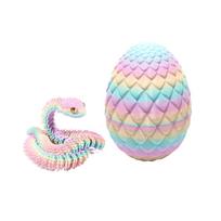 3D Printed Articulated Snake Dragon Egg Toy Flexible Jointed Snake Fidget Toy Easter Gift Surprise Toy for Kids Birthday Party F