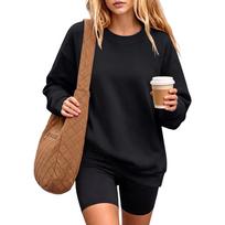 Women's Long Sleeve Pullover Hoodie Casual Neck Sweatshirt for Everyday Wear L juoda
