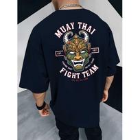 Muay Thai Fight Team Graphic Tee Men Casual Oversized Summer Cotton T Shirt XL white