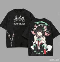 Zenless Zone Zero Washed T-shirt 2026 New Model personality Clothes shirt Vintage Loose Year round clothing Short Classic Gift 2XL black