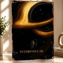 Interstellar Movie Black Hole Personalized D Textured Metal Poster Wall Art Vintage Tin Signs for Bedroom Stuff Decoration Room 20x30cm（7.8x11.8inch） brown