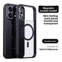Skirta Poco F9 Ultra F9 Pro F8 Ultra Pro prabangi tvirta metalinė permatoma magnetinė dėkliukas su bloko odos pojūčiu MagSafe, atsparus smūgiams apsauginis dangtelis Poco F9 Ultra juoda