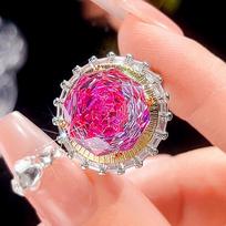 Jewelry Copper Bottom Gold-Plated Simulation Millennium Dragon Fruit Round Set Main Stone 14-10Mm pink