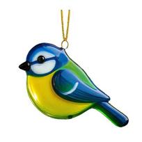 Lydyto stiklo paukščių ornamentas Akrilinis kolibris Pelėda Mėlynoji kėkštė Tulžys Čikadė Kalėdinis ornamentas eglutės dekoravimui 8cm H blue