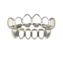 karšta! Auksinis Galvanizavimas Madingas Tuščiaviduris Dantų Grillz Rinkinys Dantų Lizdas Blizgantys Dirbtiniai Dantys silver gray