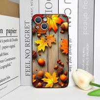 Vintažinis rudens klevo lapų rašto telefono dėklas iPhone 17 16 12 11 14 Plus 13 15 Pro Max 12 13 Mini X XS XR minkštas dėklas Y2K iPhone 15 Pro Max brown