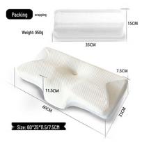 Cross-Shaped Memory Foam Neck Pillow - Breathable Orthopedic Design for Cervical Support, Removable & Washable Cover, Black Technology. white