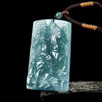 Genuine A-Grade Blue Jade Guan Gong Dragon Pendant Necklace for Men and Women Ancient Style Rope gray