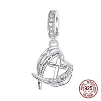 copper with God All Things Are Possible Cross Pendant Charm Compatible With Authentic Charm Bracelets Women Do It Yourself Jewellery Gift white