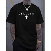 Men's new trendy cross-shaped personalized letter print casual short-sleeved summer and fashionable versatile and comfortable S