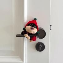 New Cartoon Door Handle Pendant Bee Dog Cute Door Gloves Dust Protection Cover Gifts gray