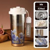 Artistic Pure Titanium 520ml Water Bottle Vacuum Insulated Thermos Cup with Leakproof Lid Thermal coffee water term travel mug 520ml rainelės spalva