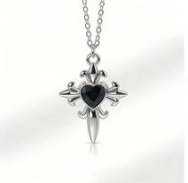 Cross Heart Colored Diamond Necklace - Elegant Cool Style, Light Luxury, Versatile Clavicle Chain.