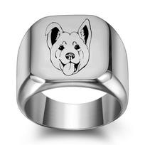 Creative 18MM/22MM Laser-Engraved Puppy Animal Ring Size 12 white