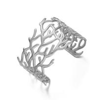 Creative Stainless Steel Coralloid Cuff Bracelets for Women Fashion Hollow Chunky Gold Silver Color Twig Opened Bangle Jewelry gray