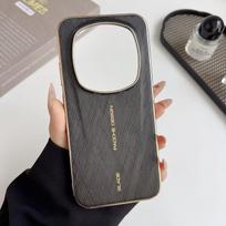 For Honor Magic 8 RSR Case Fashion Vegan Leather Silicone Electroplated Soft Frame Phone Cover Fingerprint-Resistant Bumper Honor Magic8 RSR Porsche Design juoda