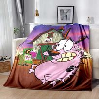 Courage The Cowardly Dog Cartoon Print Soft Flannel Throw Blanket Cozy Warm Lightweight Blanket For Living Room Sofa Couch Bedroom Home Decor 80cm x 120cm black