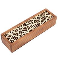 Portable Retro Box Hollow Wood Pencil Case Storage Box Students Cute Wooden Pencil Box Multi Stationery Desk Storage Accessories beige