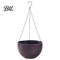 Planter with Drain Holes Rustic Hanging Flower Pot Plant Water Reservoir Stopper for Pothos Spider Lovers Tears Ferns Window M juoda