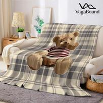 Plaid Teddy Bear Flannel Blanket Warm Soft Halloween Christmas Couch Warm Cozy Decorative Decor Gift for All Season Size: 75*100cm, Weight: 280 GSM gray