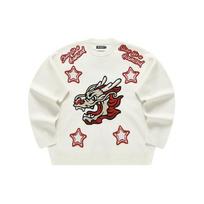 FILA Fusion Dragon Year CNY Series Dragon Pattern Crew Neck Pullover Sweater Unisex sweater Cloud-White T11U412402F-WT L