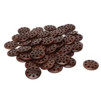 50Pcs 4 Holes Decorative Buttons Brown Wood Buttons Fasteners  For Sewing Clothing