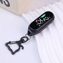 Pocket Watch Digital Display LED Watch Keychain Electronic Hanging Watch  Examination cat buckle black black