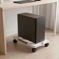 Rolling Computer Chassis Stand Locking Wheels Desktop Cart Universal Fit Adjustable Black Computer Host Stand white