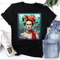 Frida Kahlo Classic Vintage Feminist T-shirt Mexican-style Frida Kahlo Themed Fitting T-shirt Harajuku Sleeve Aesthetic Clothes L white