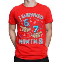 Unisex I Survived 6 7 T Shirts 8th Birthday Boys Pure Cotton Clothes Casual Short Sleeve Crew Neck Tees Birthday Gift TShirts XL black