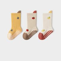 3 Pairs Cartoon Children Floor Socks with Grips Breathable Anti-Slip Kids Floor Socks Soft Non Slip Socks For Kids 3-5Y gray