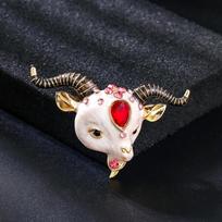 Goat Brooches Women Men Alloy Zodiac Sheep Animal Weddings Party Brooch Pins Gifts as the picture black