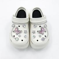 Butterfly and Colored Chain Shoe Accessories for Clog Shoes one size white