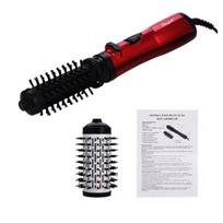 Customizable 3 in 1 Rotating Electric Hair Straightener Curler Hair Dryer Brush Hot Air Comb Negative Ion Hair Styler Comb UK black