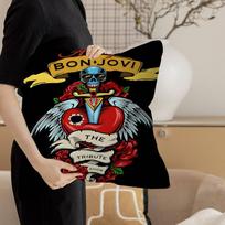 Singer BBon JJovi Personalized Pillow Dust Cover Bedroom Kids Party Decoration Pillowcase Birthday Children Gift 30cmx30cm(12x12Inch) white
