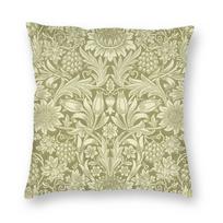 William Morris Saulėgrąžos Gėlės Kvadratinė Pagalvės Užvalkalas Poliesterio Lino Aksomo Raštas Užtrauktukas Dekoratyvinis Namų Pagalvės Užvalkalas 55cmx55cm(22x22Inch) beige