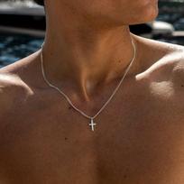 Fashion Minimalist Cross Pendant Necklace for Men Perfect Gift for Boyfriend Trendy Stylish Jewelry brown