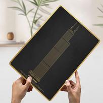 Willis Tower Gold Metal Poster Customized Wall Art Retro Vintage Tinplate Signs for Office Decor Decoration At Home Coffee Bar 20x30cm（7.8x11.8inch） white