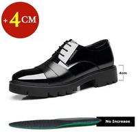 Fashion Patent Leather Splicing Men Elevator Shoes 4/7/9 CM Height Increase Lift Men Formal Oxford Shoes for Business Wedding Footewar 38 black