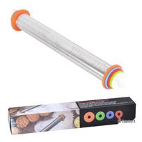 Reguliuojamas nerūdijančio plieno ir buko medienos kočėlas - Storio kontrolė tešlos minkymui 43cm Stainless Steel natūrali