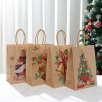 Kalėdų Kalėdų Senelis Snaigė Kraftpopierinis Rankinis Krepšys Laimingų Kalėdų Vakarėlio Dekoravimas Namams 4-pcs beige