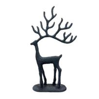 Kalėdų elnio statula minimalistinė meninė elnio figūrėlė metalinė gyvūno skulptūra namų biuro stalo dekoracija ornamentas D gray