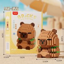 Cute doll Kapi Capybara Bala creative building blocks Capybara ornaments children's educational toys NO box brown