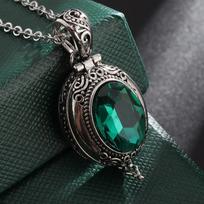 Fashion Vintage Set Crystal Zircon Oval Locket Copper Pendan black
