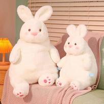 Plush Toy Big White Rabbit Doll Lazy Dudu Rabbit Sai Extra Fat Rabbit Doll Ragdoll 45cm beige