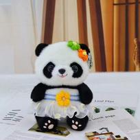 Cute panda doll plush toy giant panda doll children's birthday Chengdu gift 25cm (single price and color mix and match) black
